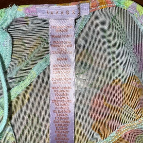 Savage X Fenty Free Spirit Floral Mesh Teddy Orange Size Medium - Picture 10 of 16